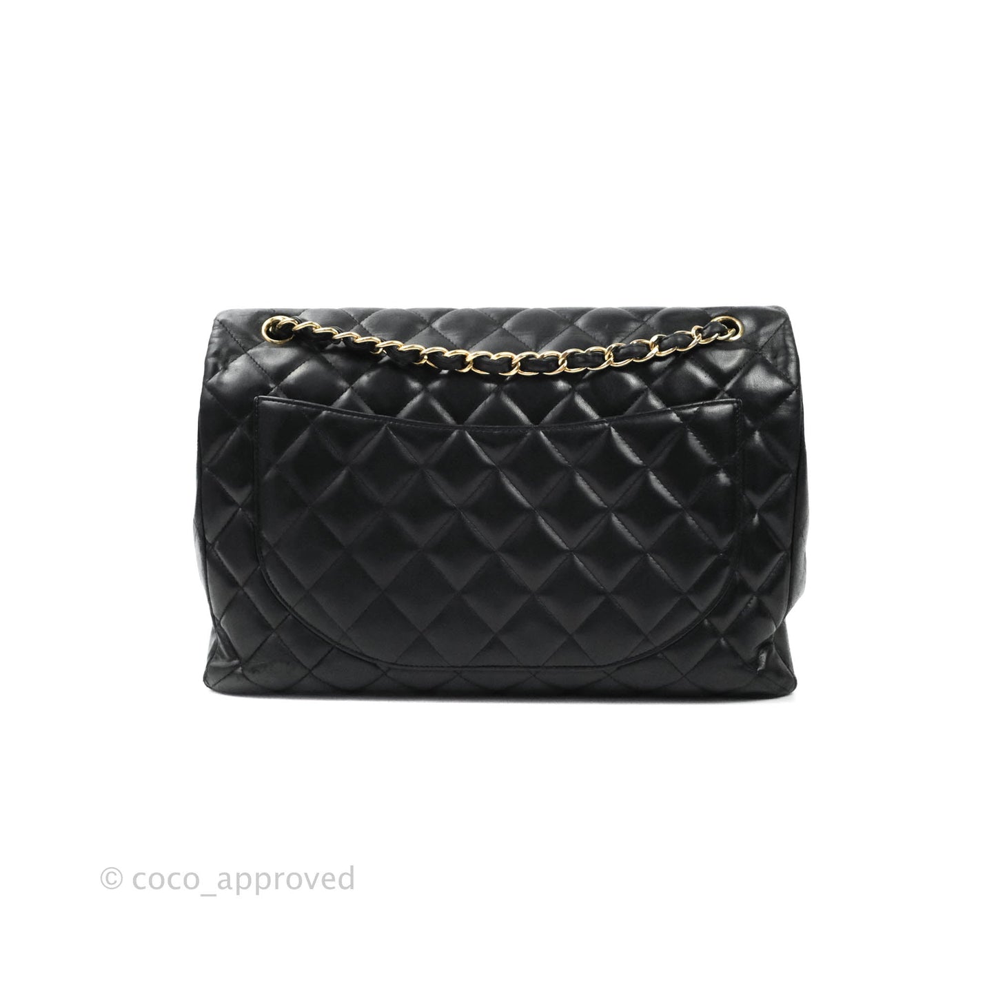 Chanel Single Flap Maxi Lambskin Black Gold Hardware