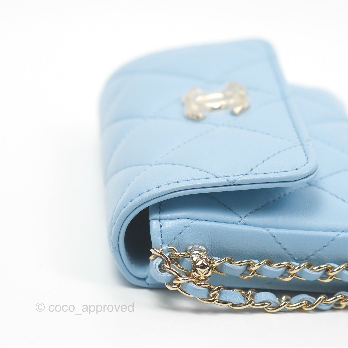 Chanel Mini Clutch With Chain Blue Lambskin Gold Hardware