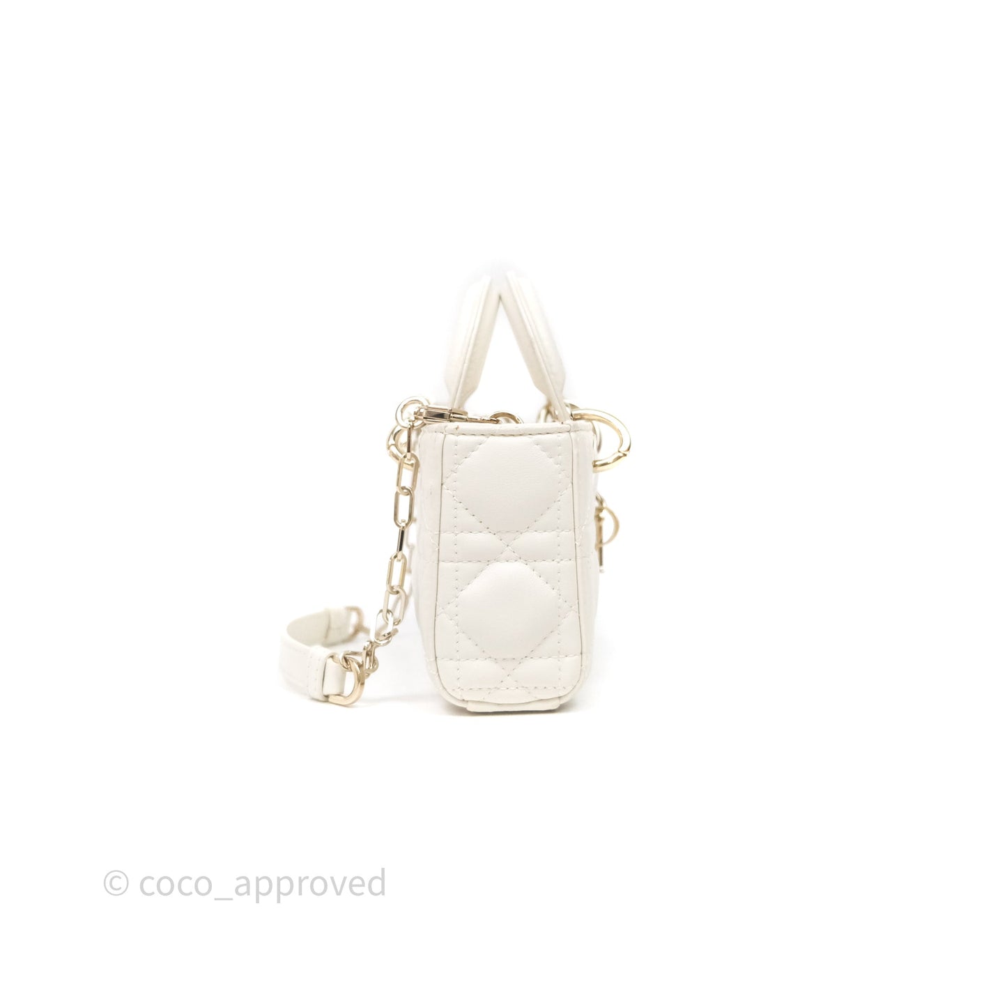 Christian Dior Micro Lady D-Joy Bag Latte Cannage Lambskin Gold Hardware