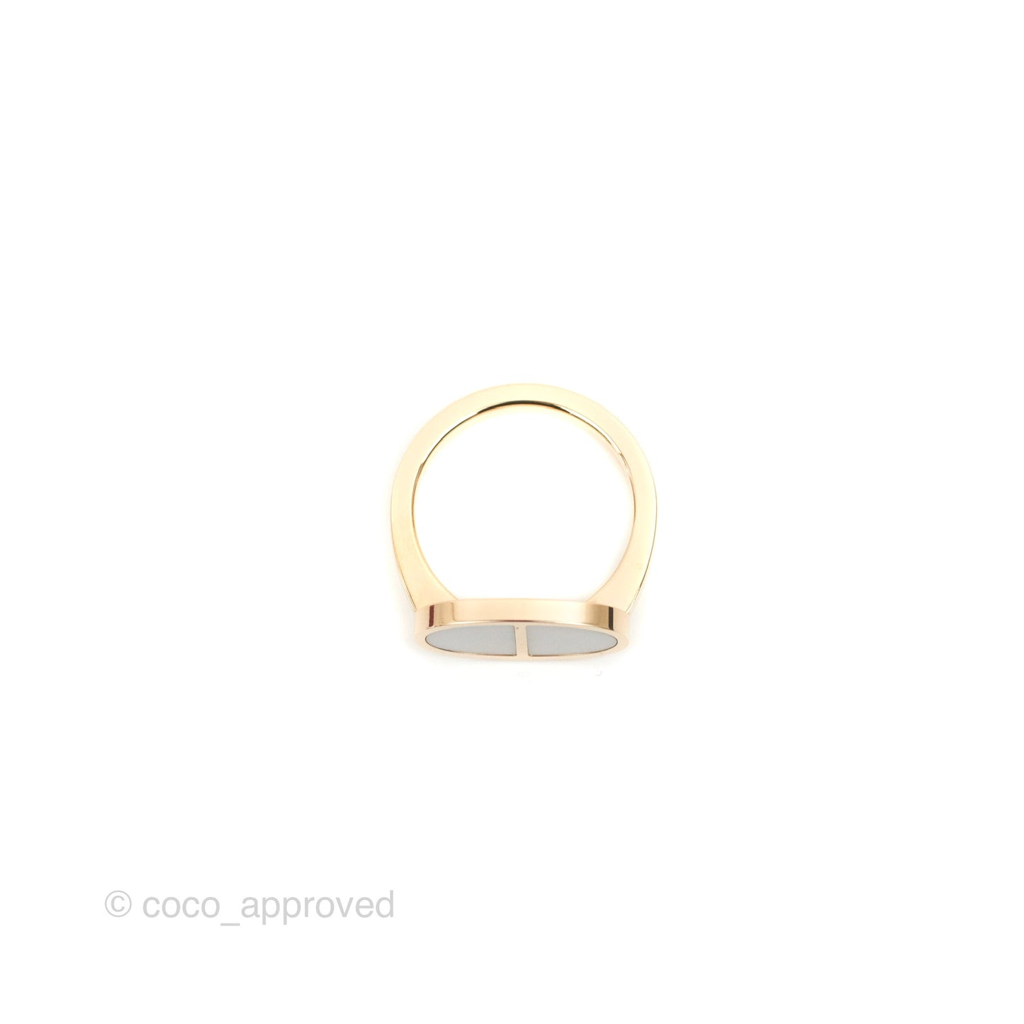 Hermes White Ceramic MM Chaine D'ancre Verso Ring 51 Gold Hardware