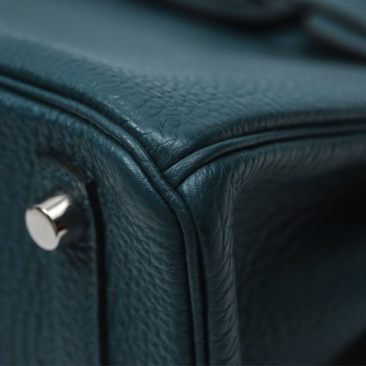 Hermès Birkin 25 Retourne Vert Bosphore W0 / Bleu Océan Z7 Togo Palladium Hardware