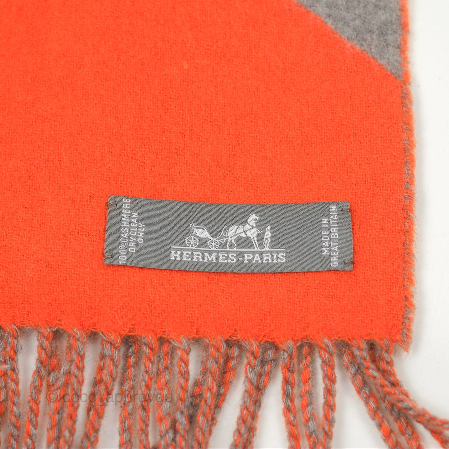 Hermes Cashmere Casaque Chevron Muffler Orange/Grey