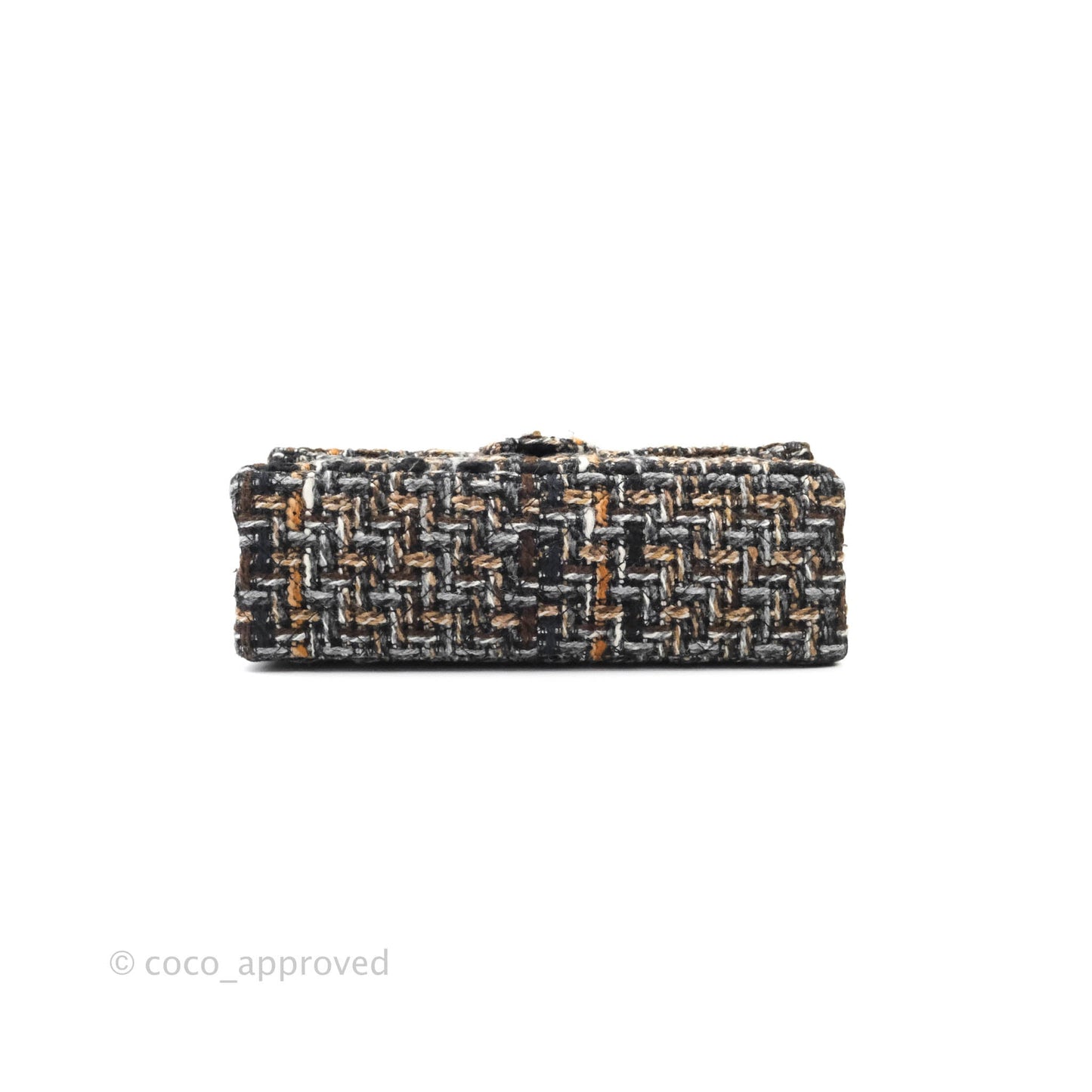 Chanel Quilted Reissue 226 Tweed Navy Brown Aged Gold Hardware