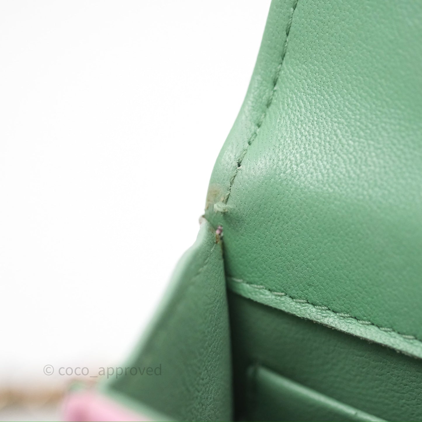 Chanel Mini Handle Clutch With Chain Pink/ Mint Lambskin Gold Hardware 23P