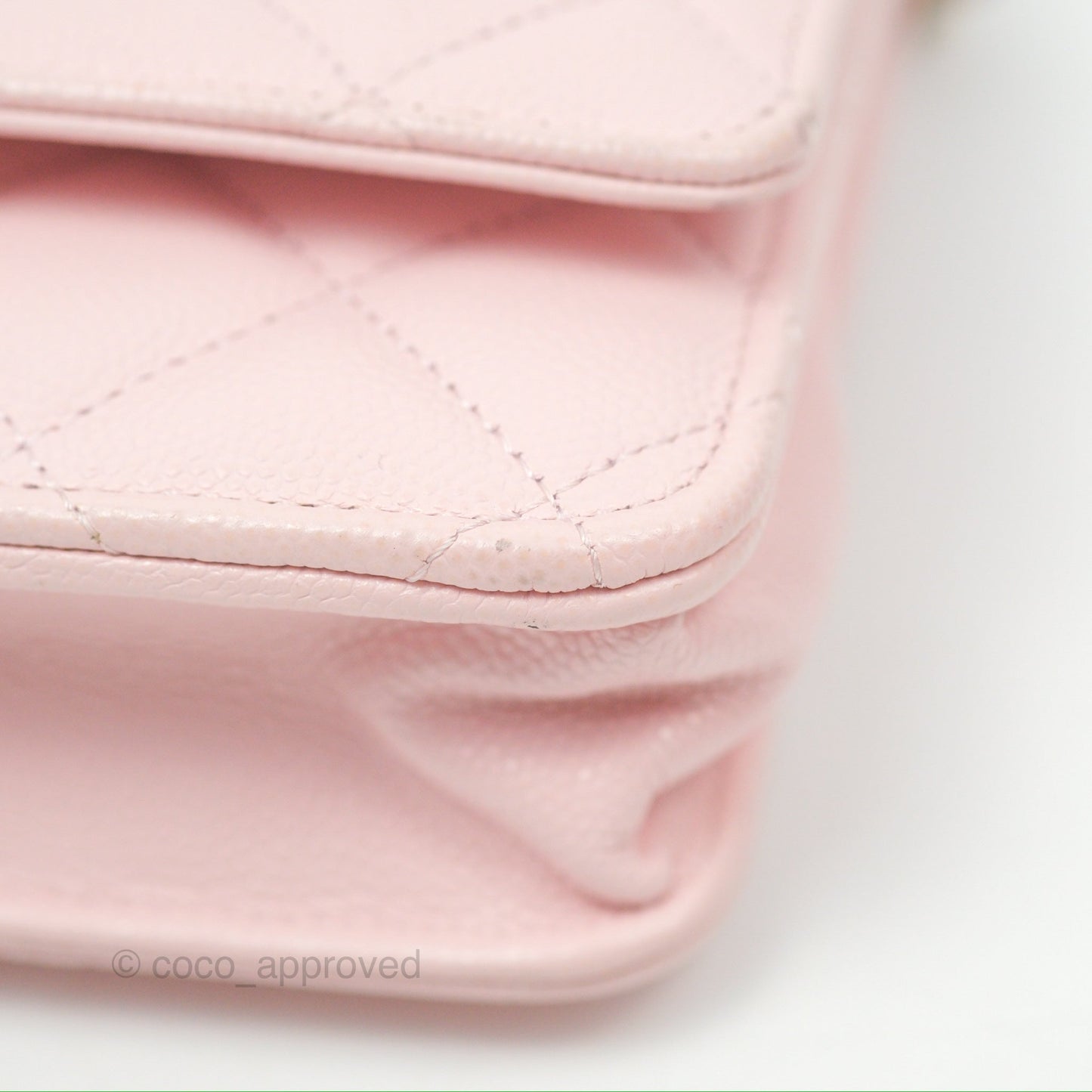 Chanel Quilted Classic Wallet On Chain WOC Pink Caviar Gold Hardware