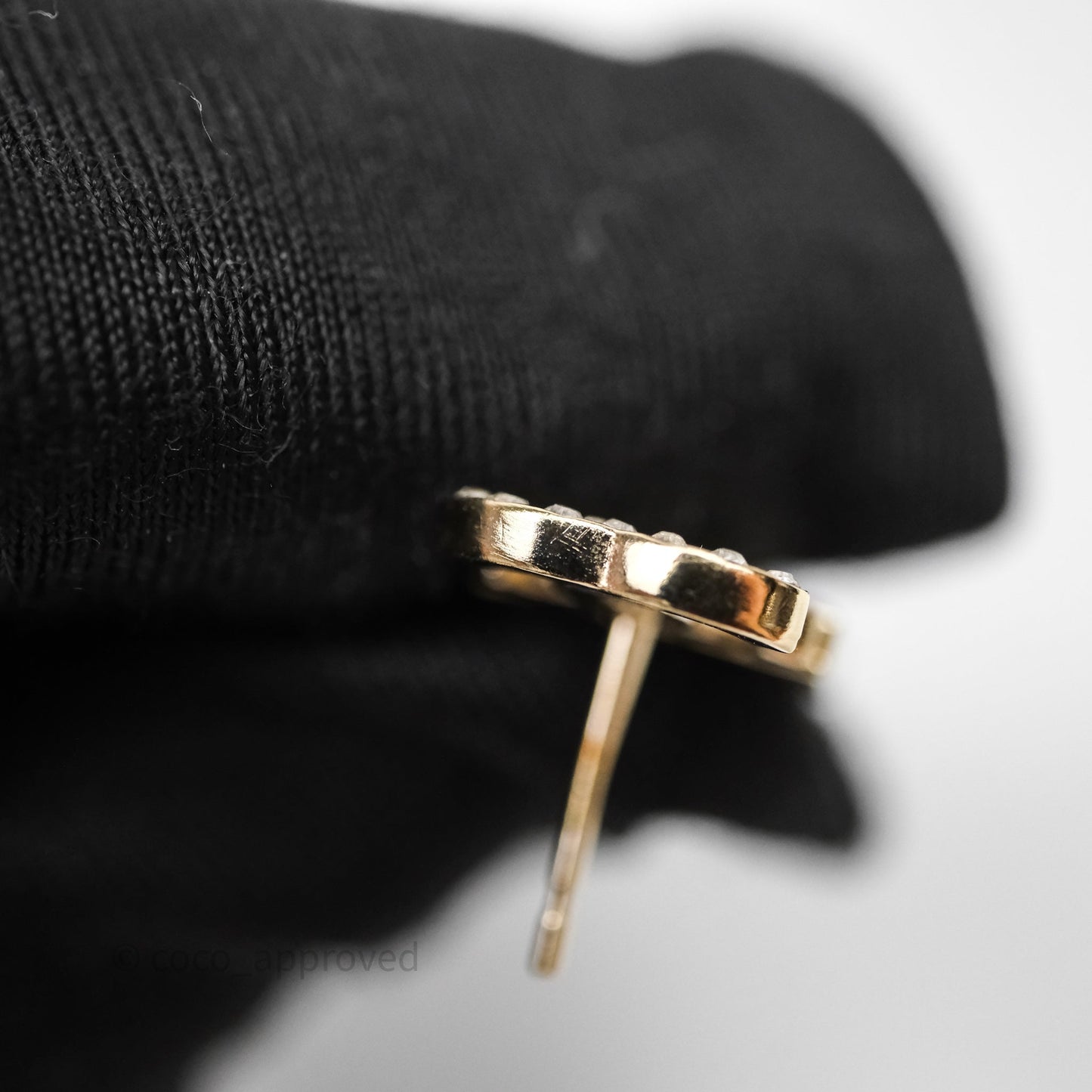Chanel Crystal CC Clover Earrings Gold Tone 20B