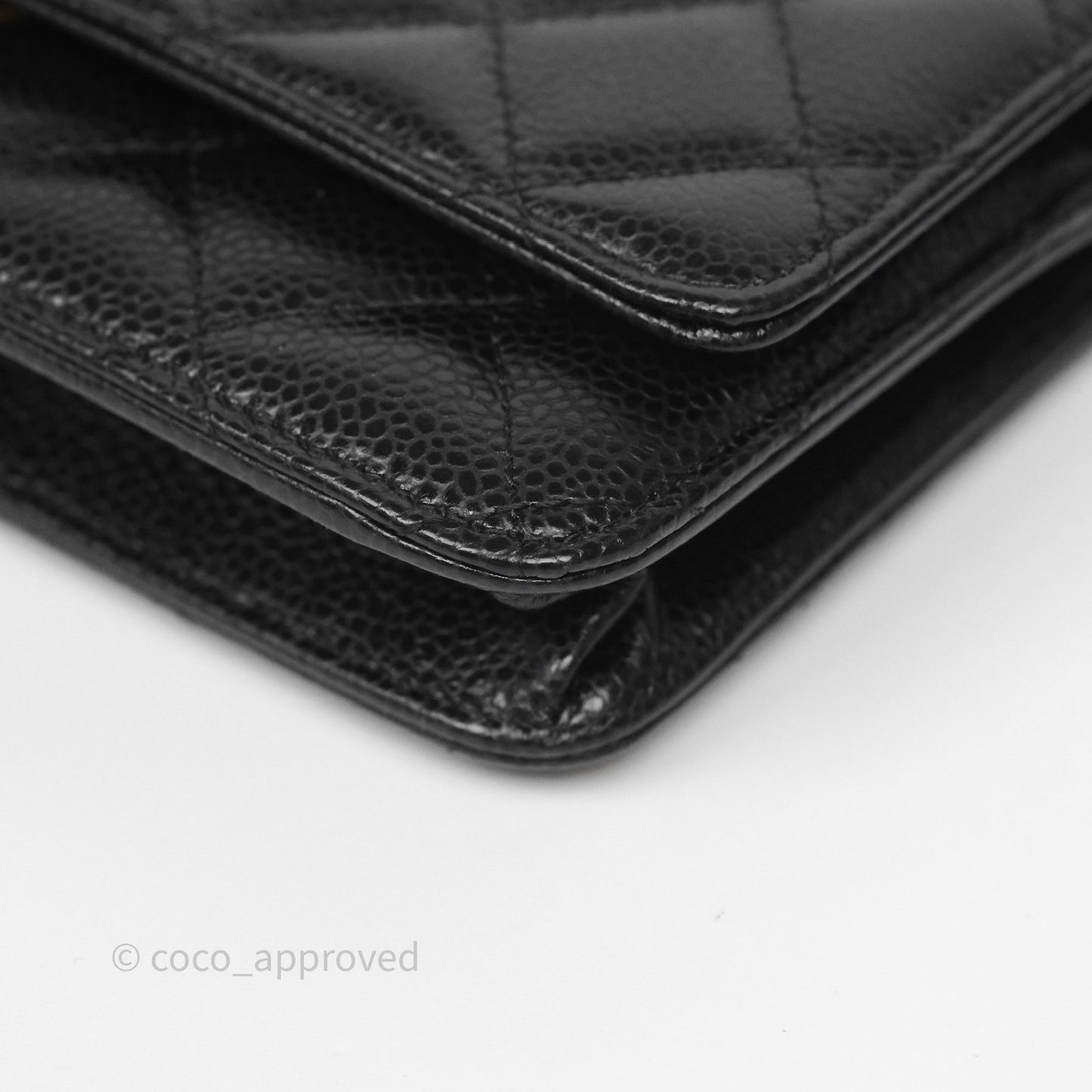 Chanel Classic Wallet On Chain WOC Quilted Black Caviar Gold Hardware