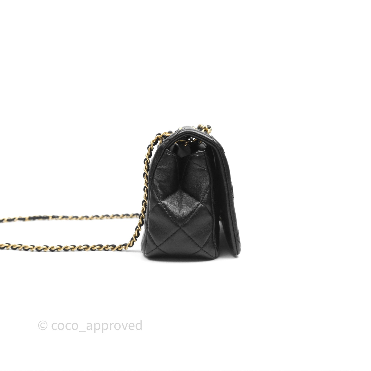 Chanel Flap Bag Black Lambskin Aged Gold Hardware 24P