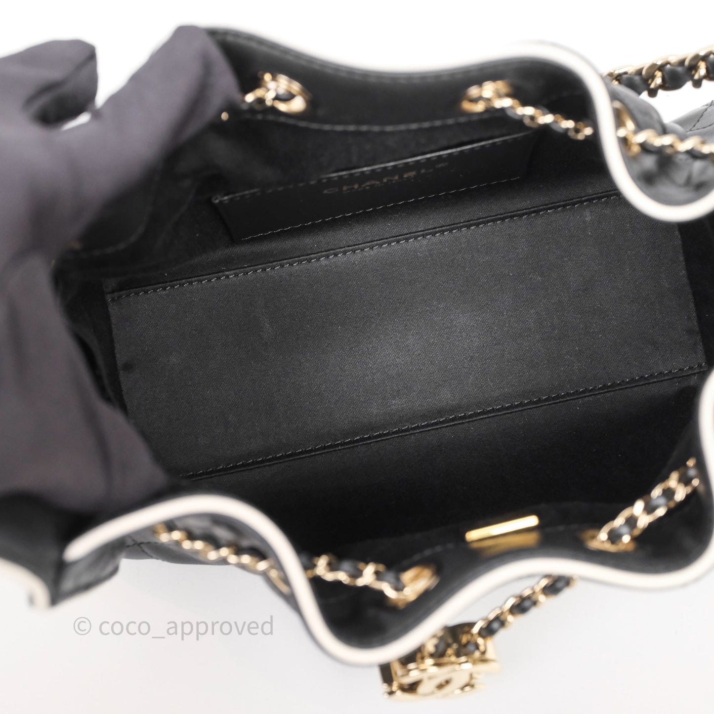 Chanel 25 Mini Bag Black/ White Calfskin Gold Hardware