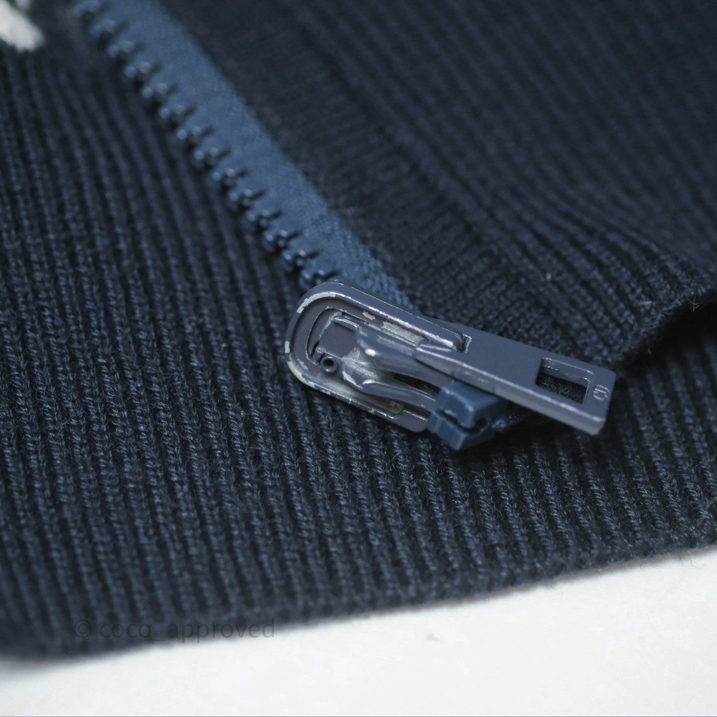 Christian Dior Reversible Zipped Cardigan with Hood Blue Cashmere-Blend Knit Size 38