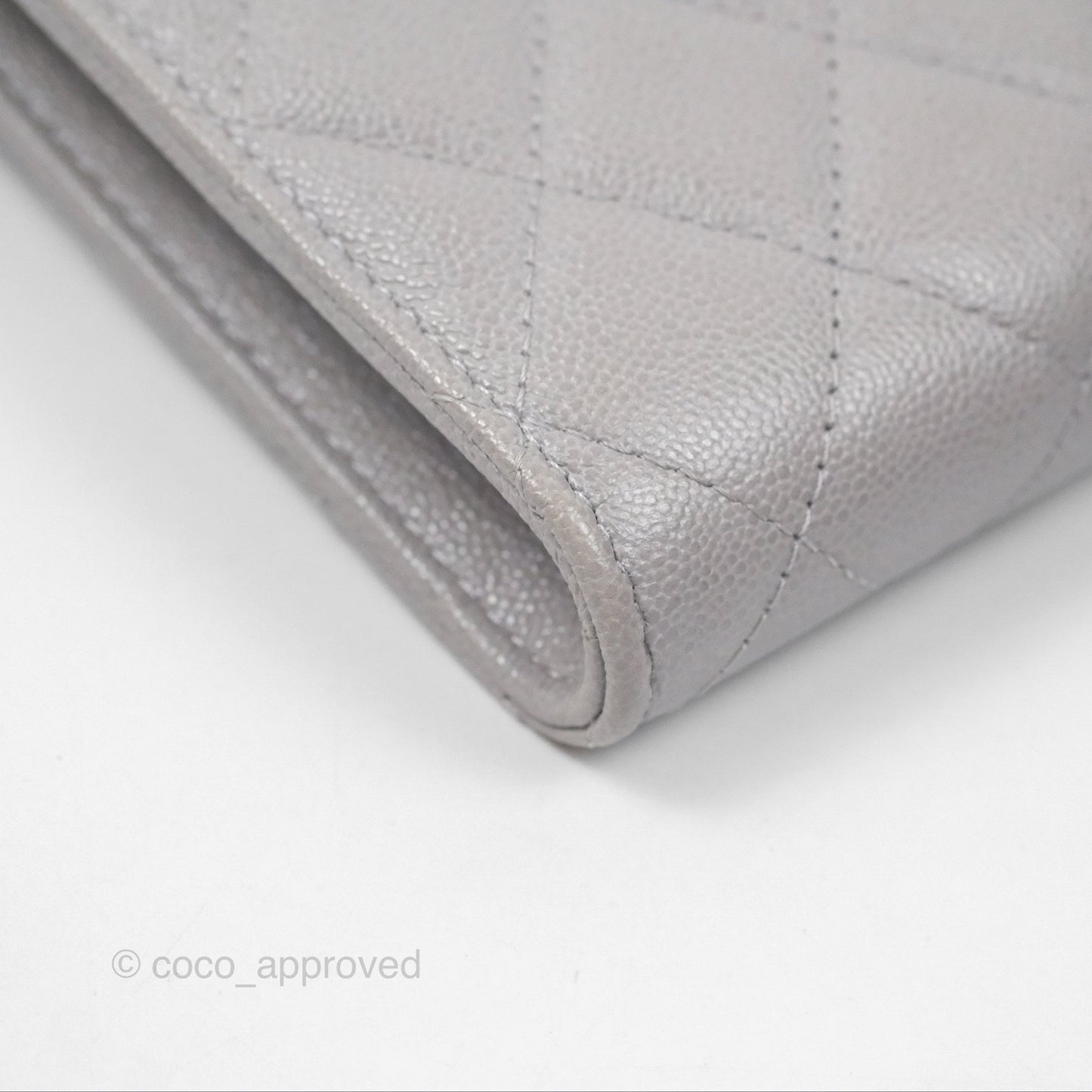 Chanel Quilted Phone Holder Grey Caviar Gold Hardware