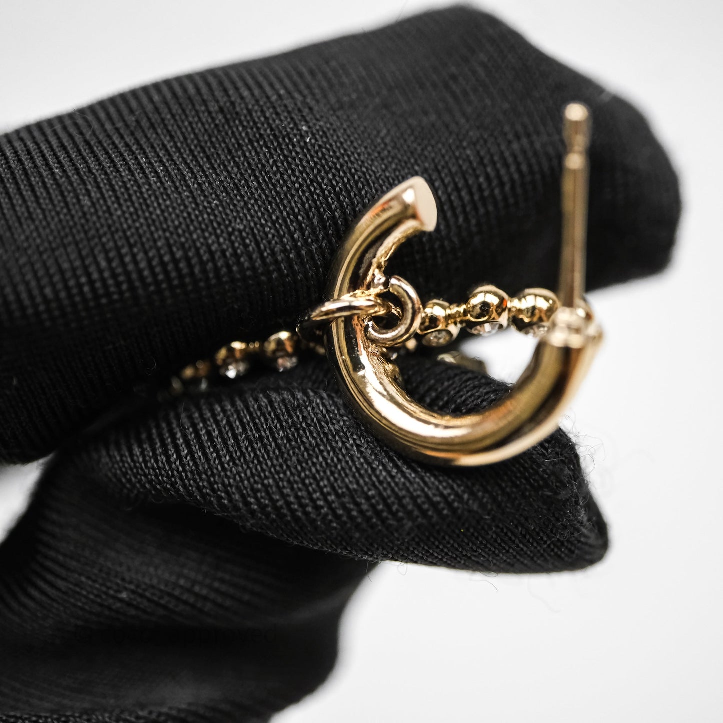 Chanel Crystals Round Heart Drop Earrings Gold Tone 25P