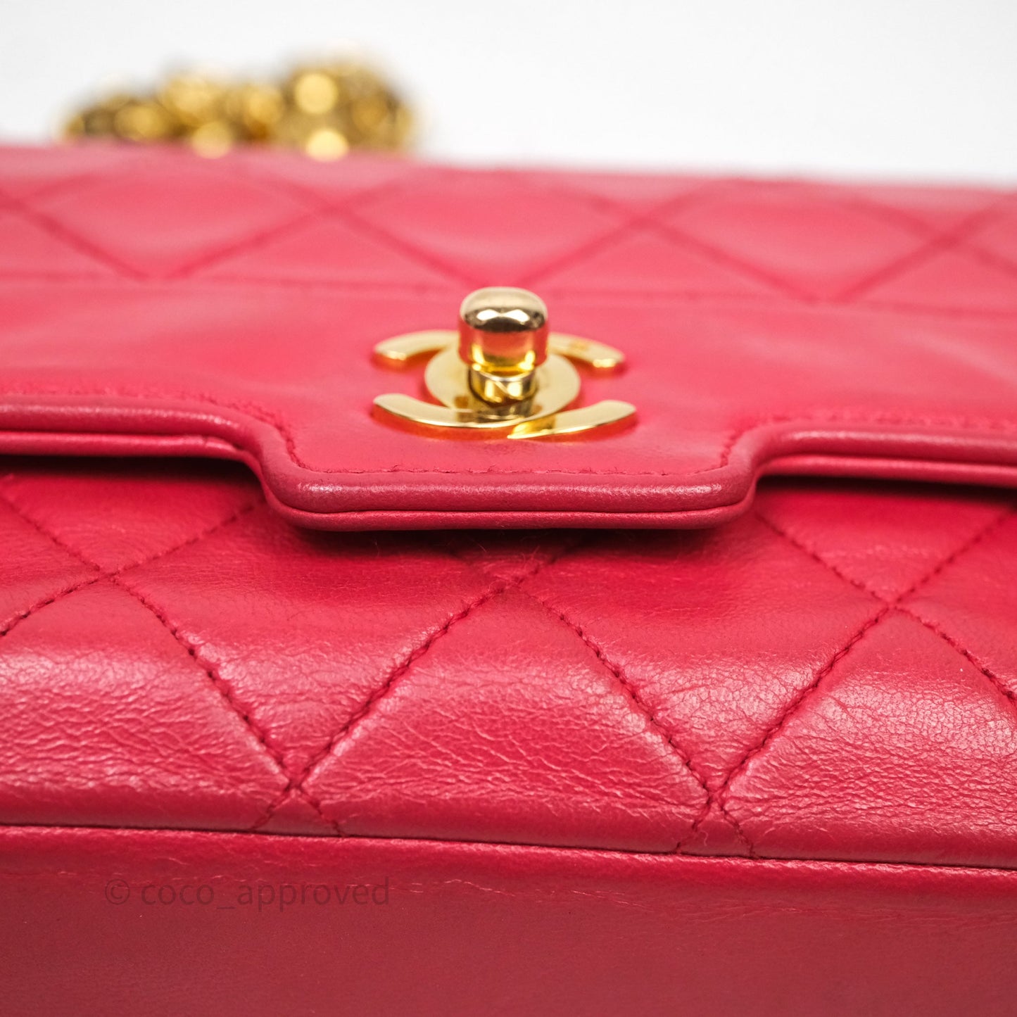 Chanel Vintage Mini Bijoux Chain Flap Bag Red Gold Hardware