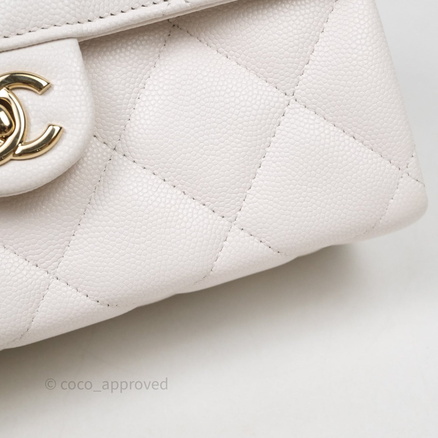 Chanel Small Coco Lady Quilted Flap Bag With Top Handle White Calfskin Gold Hardware
