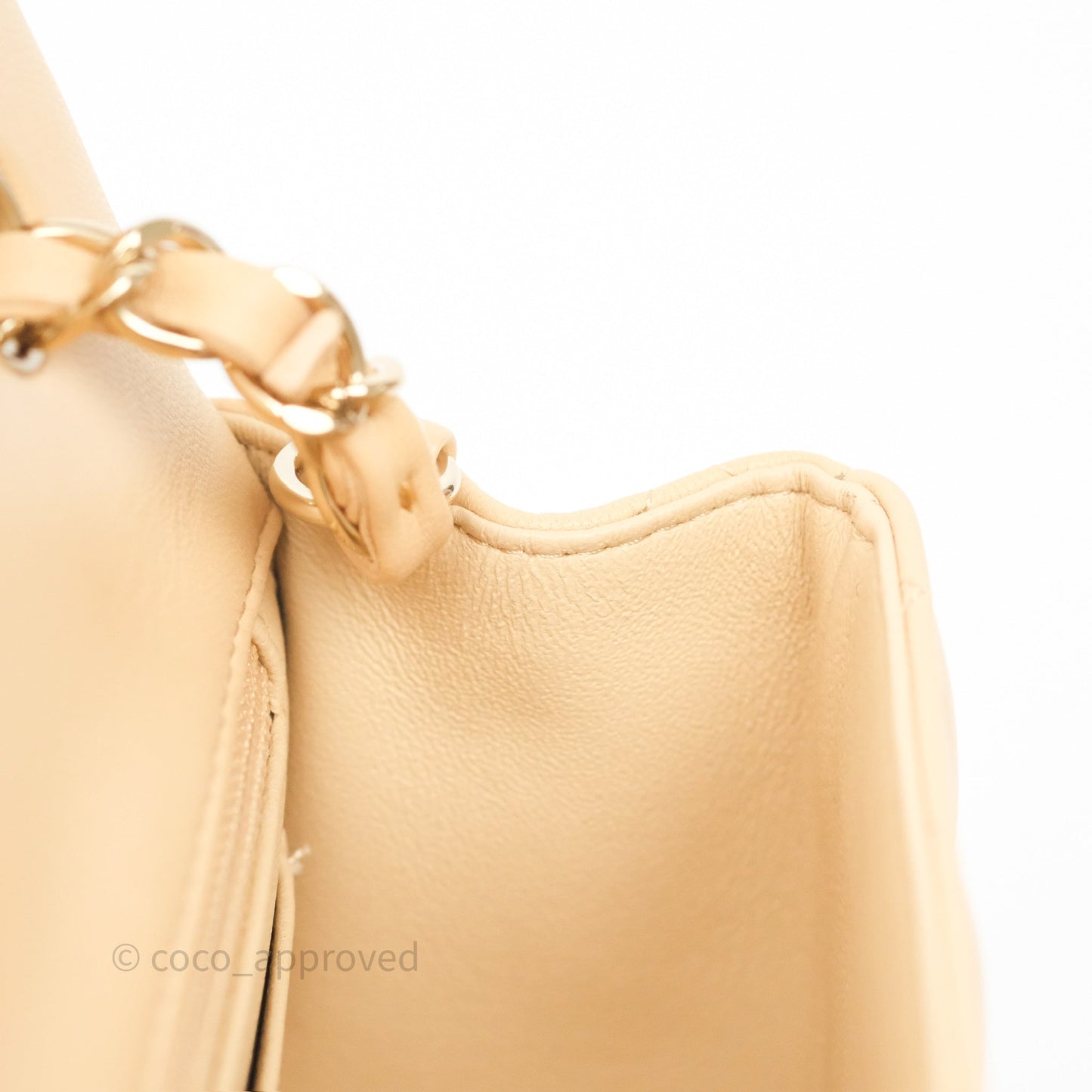 Chanel Mini Rectangular Quilted Beige Lambskin Gold Hardware