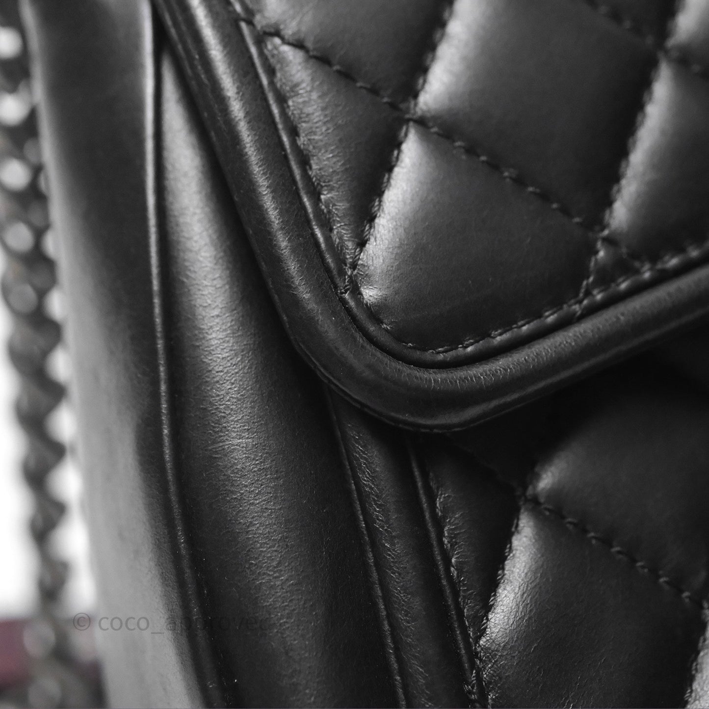 Chanel Quilted Large Prestige Top Handle Flap Calfskin Black Ruthenium Hardware