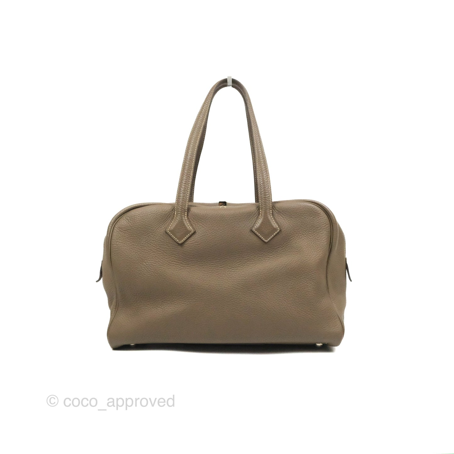 Hermes Victoria II 35 Bag Etoupe Clemence Palladium Hardware