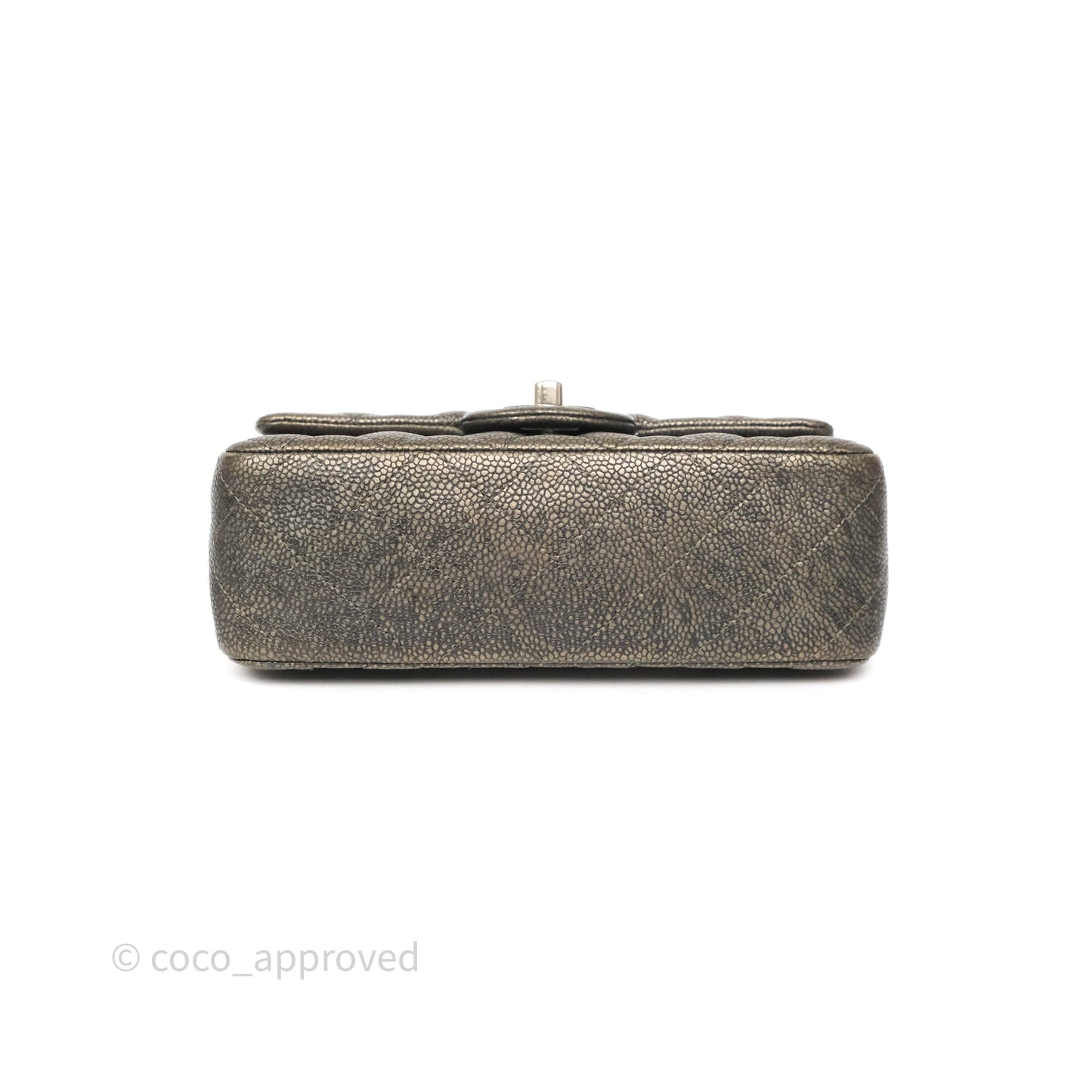 Chanel Mini Rectangular Quilted Metallic Grey Caviar Ruthenium Hardware