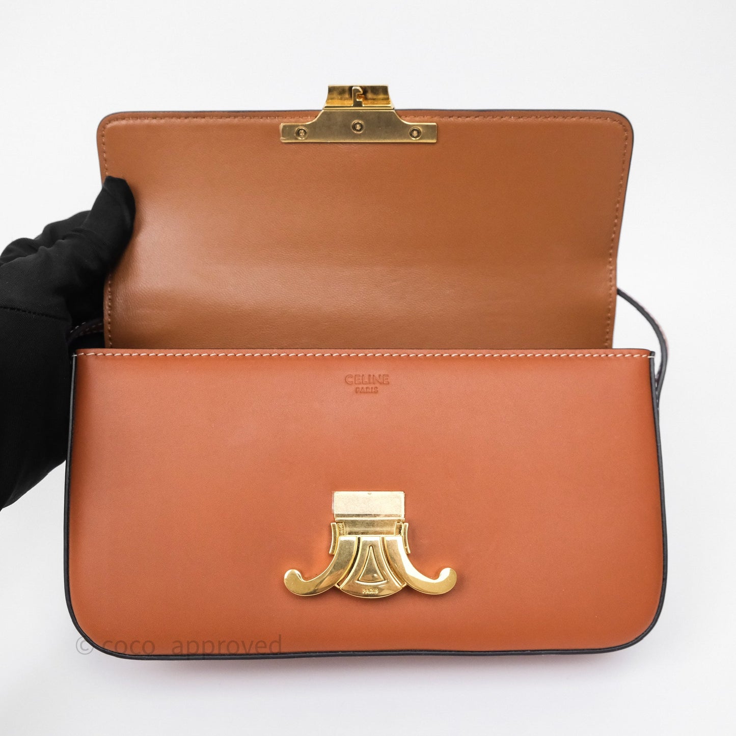 Celine Triomphe Shoulder Bag Tan Calfskin