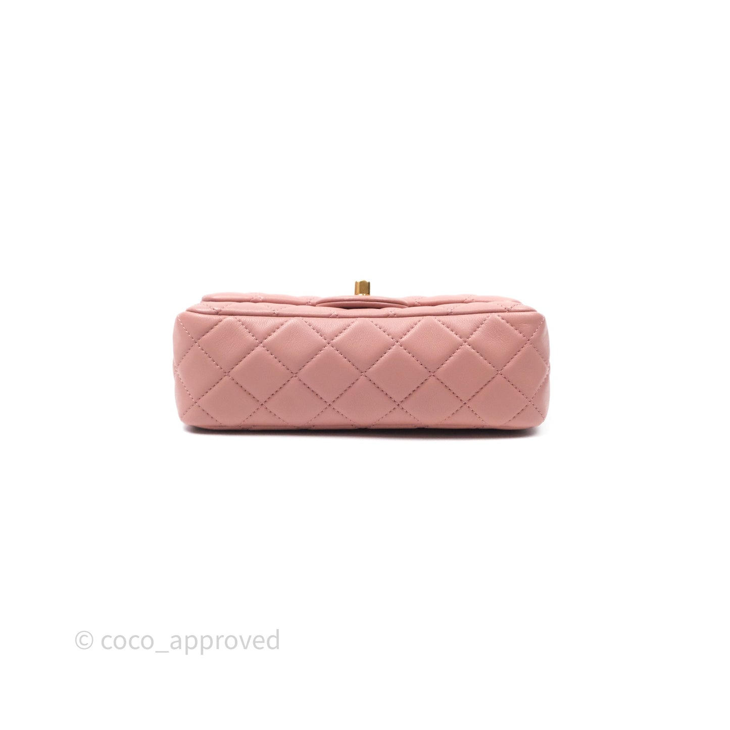 Chanel Mini Rectangular Pearl Crush Dusty Pink Lambskin Aged Gold Hardware