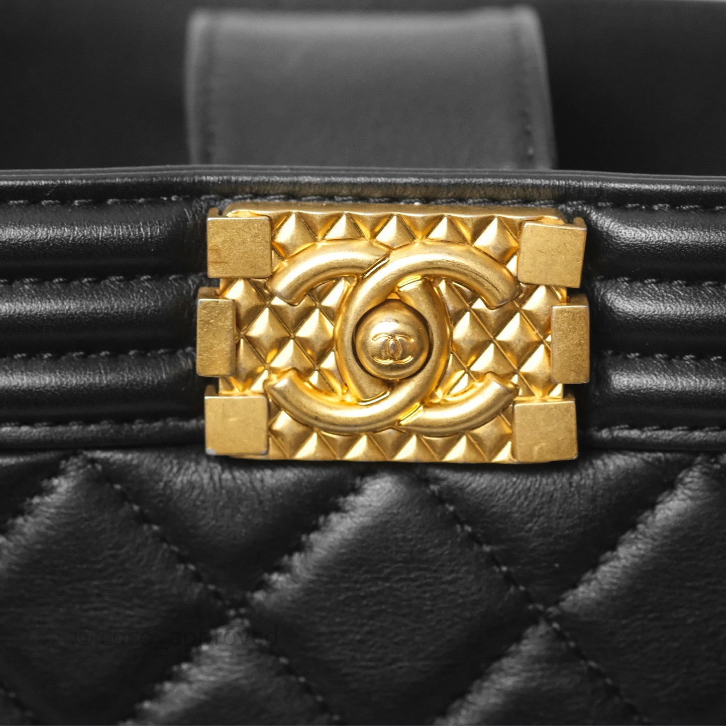 Chanel Quilted Boy Bucket Bag Black Lambskin Aged Gold Hardware