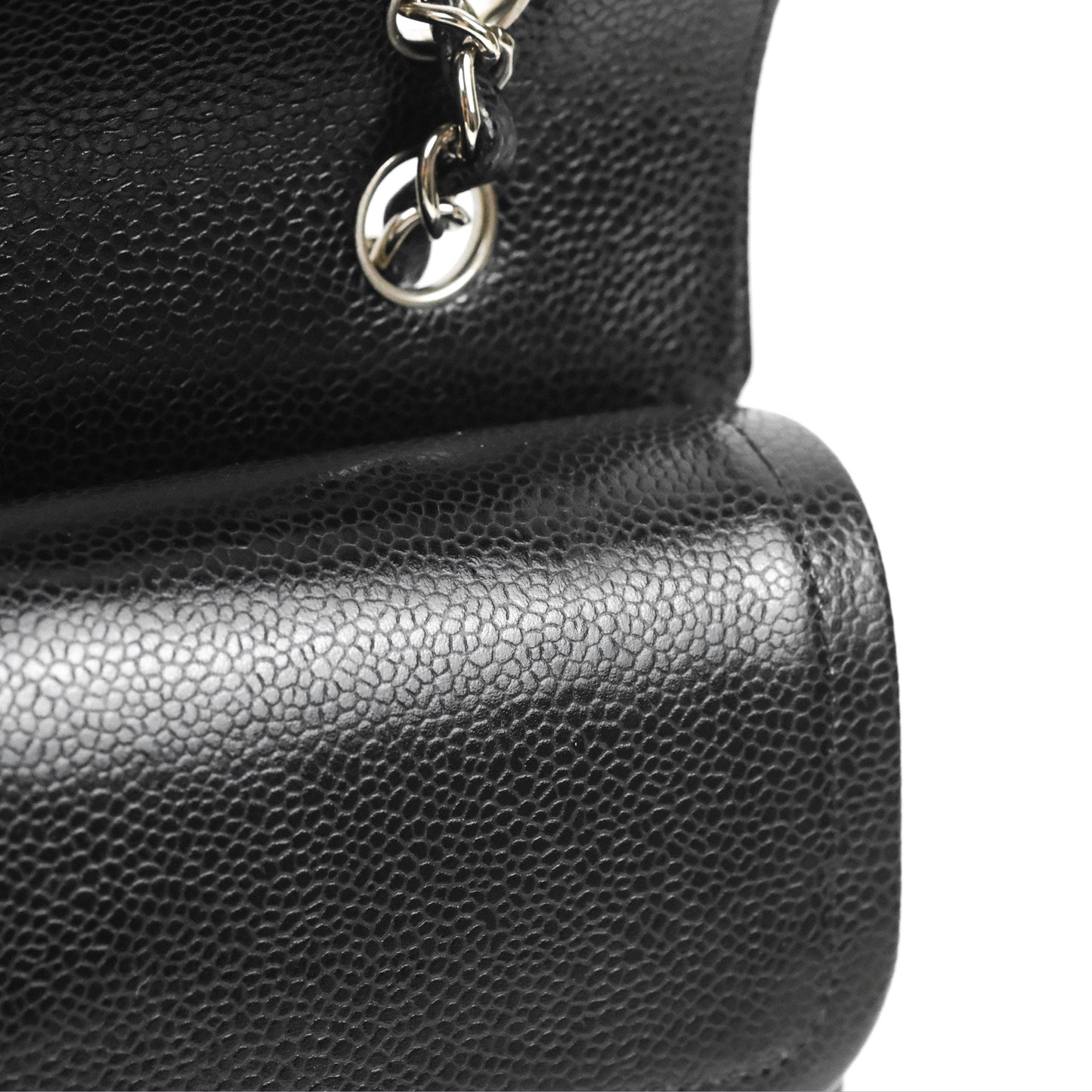 Chanel Classic M/L Medium Flap Quilted Black Caviar Silver Hardware