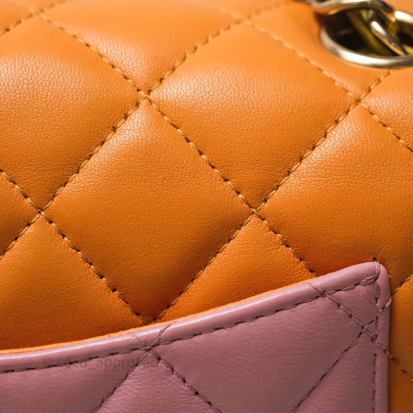 Chanel Quilted Mini Rectangular Flap Tri-Color Orange/Yellow/Pink Lambskin Gold Hardware
