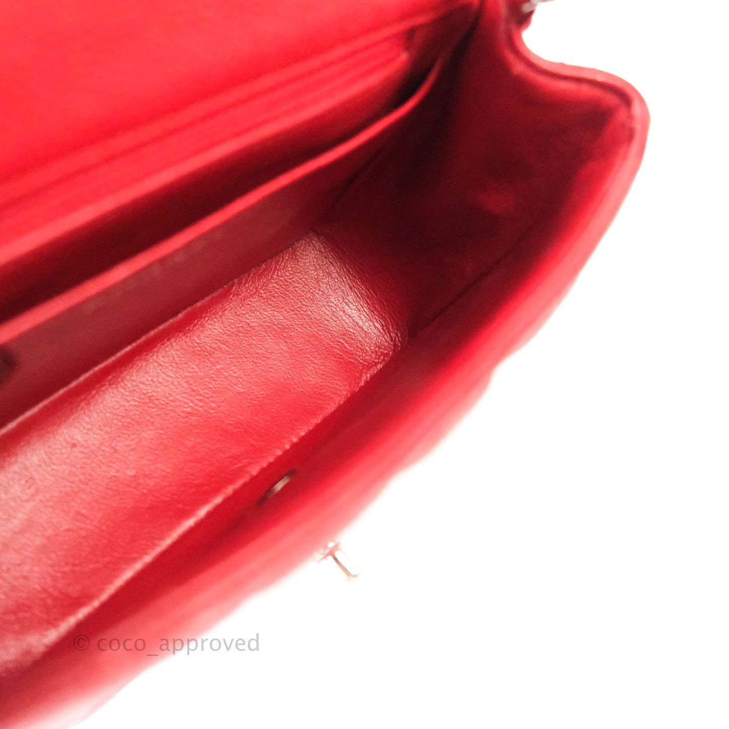 Chanel Quilted Mini Square Red Caviar Silver Hardware