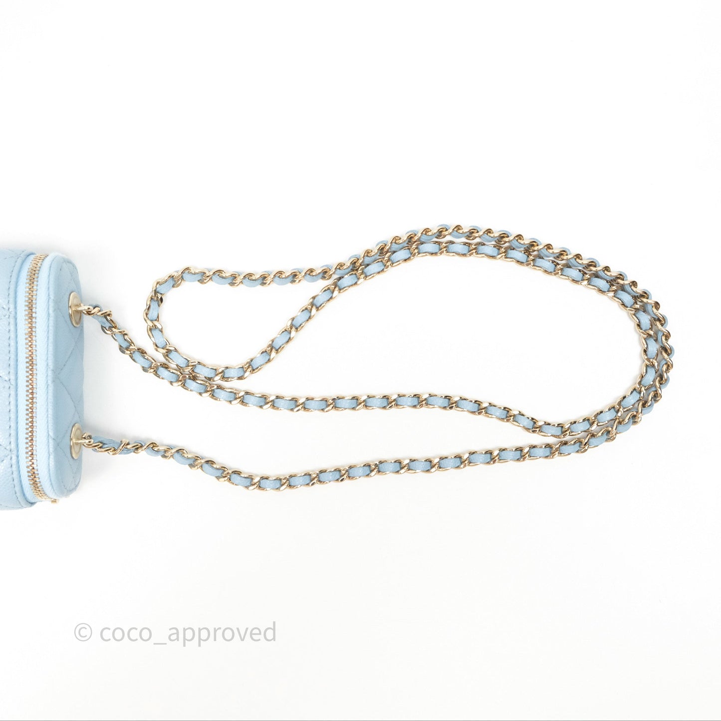Chanel Classic Mini Vanity With Chain Light Blue Caviar Gold Hardware