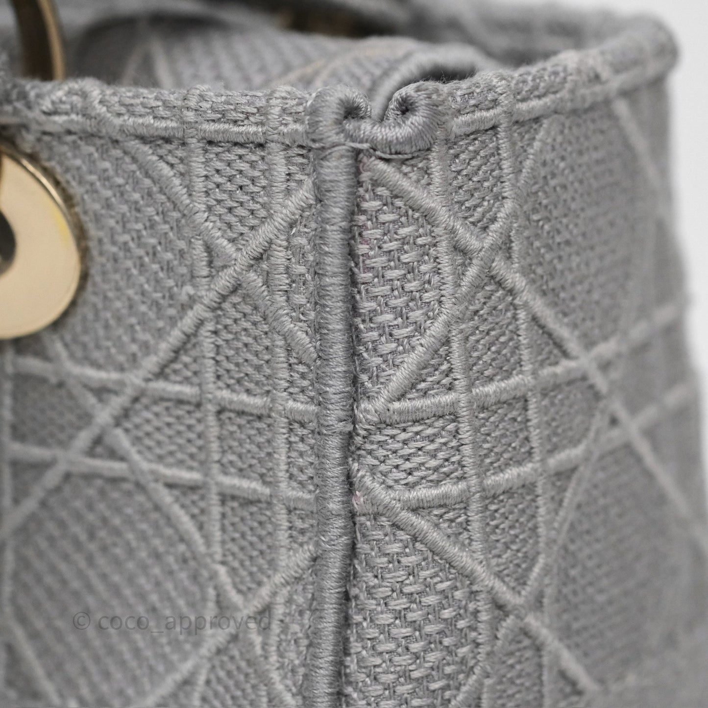 Dior Medium Lady D-Lite Bag Gray Cannage Embroidery Gold Hardware