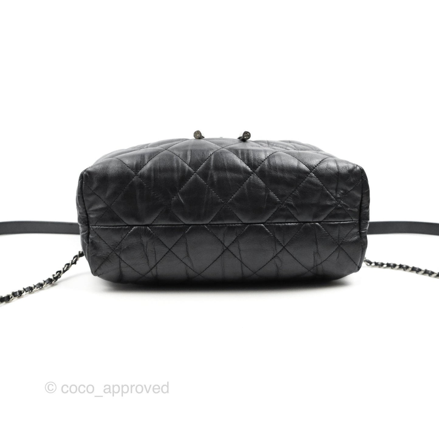 Chanel Ground Control Flap Backpack Quilted Iridescent Dark Grey Aged Calfskin Silver Hardware