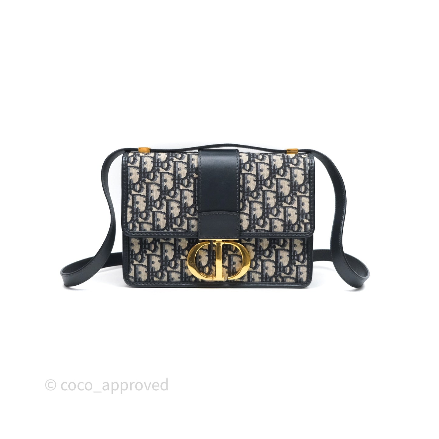 Christian Dior 30 Montaigne Bag Blue Dior Oblique Jacquard Gold Hardware