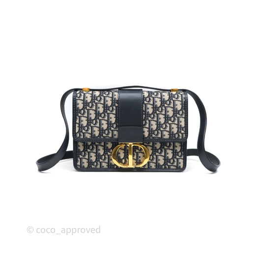 Christian Dior 30 Montaigne Bag Blue Dior Oblique Jacquard Gold Hardware