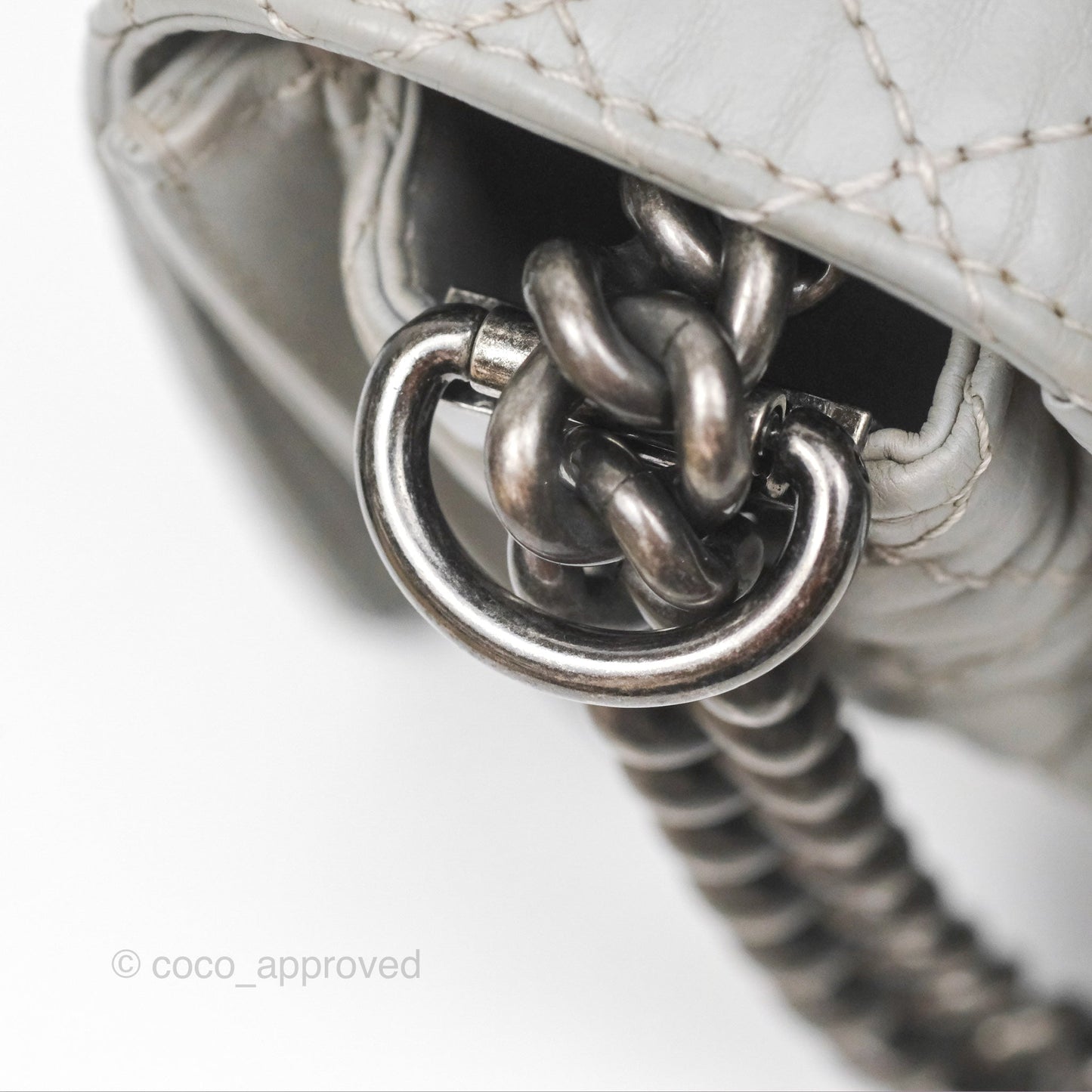 Chanel Medium Boy Reverso Flap Light Grey Calfskin Ruthenium Hardware