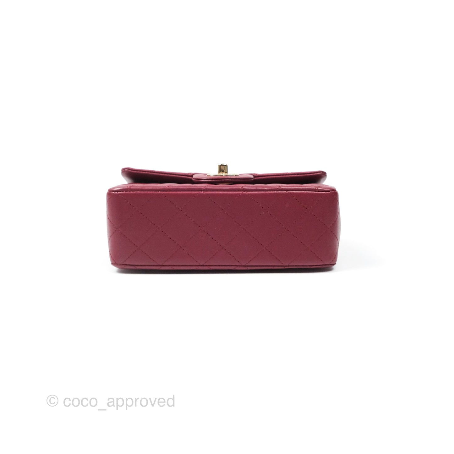 Chanel Top Handle Mini Rectangular Flap Bag Burgundy Red Lambskin Gold Hardware