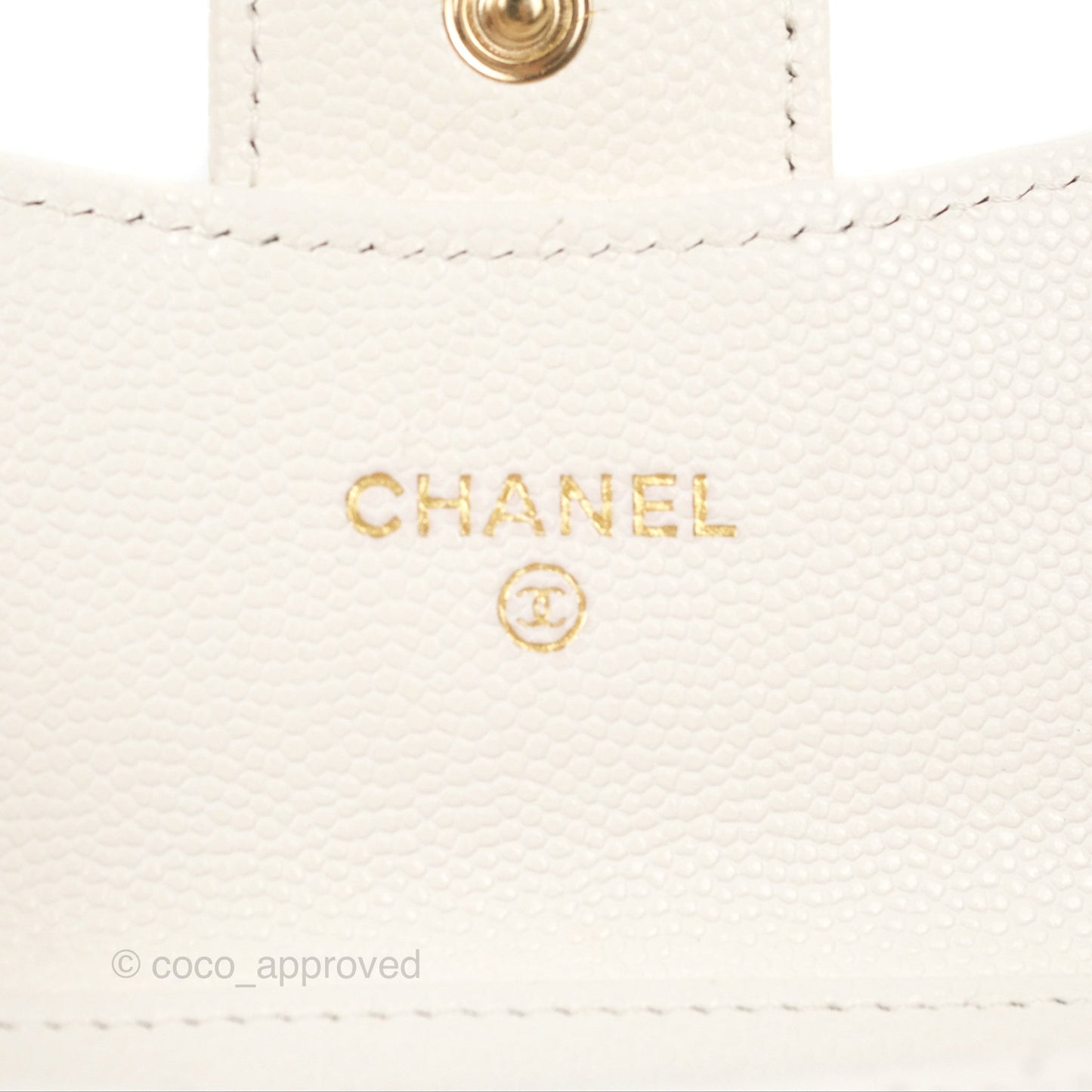Chanel Mini Wallet With Chain White Caviar Gold Hardware
