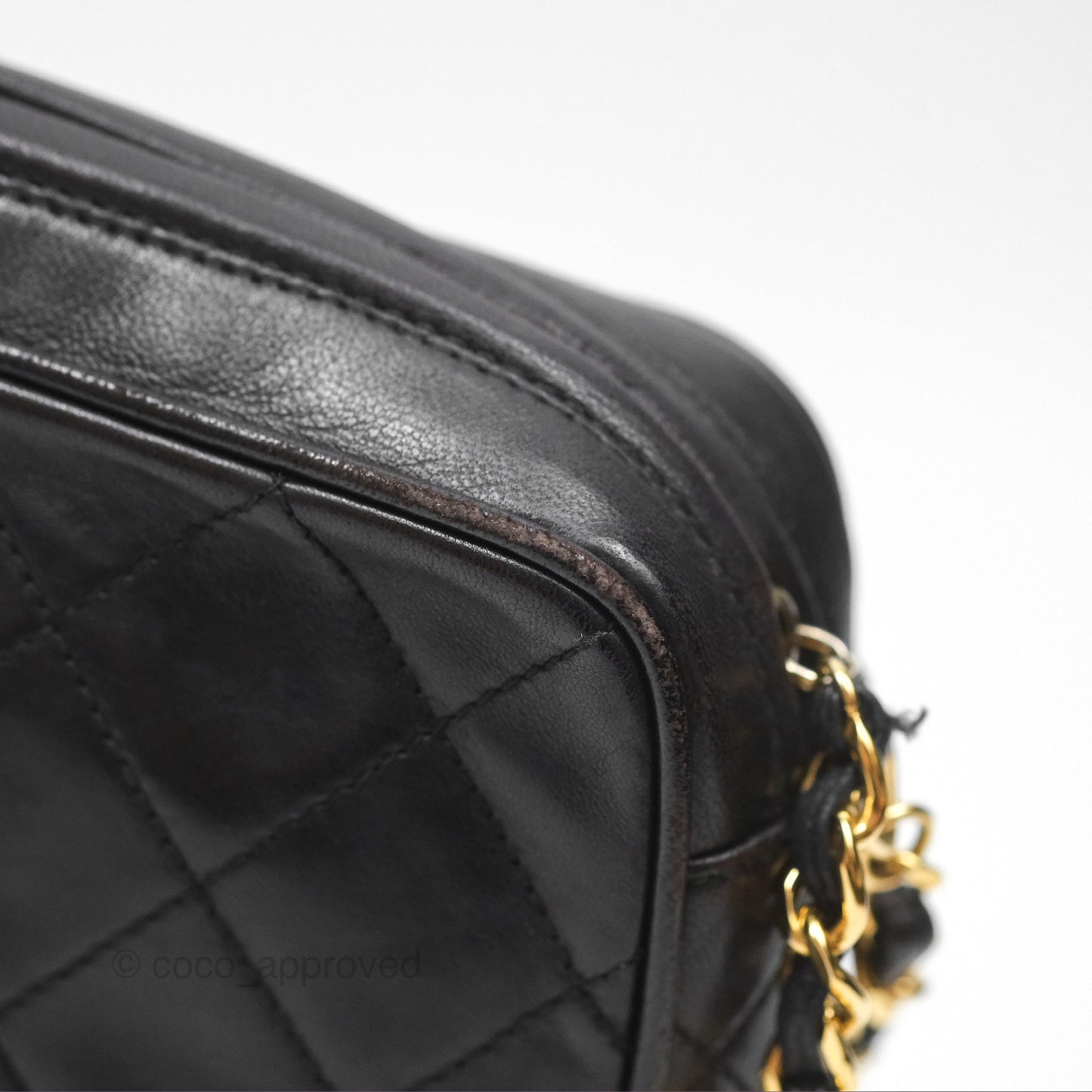 Chanel Vintage Small Camera Bag Black Lambskin Gold Hardware