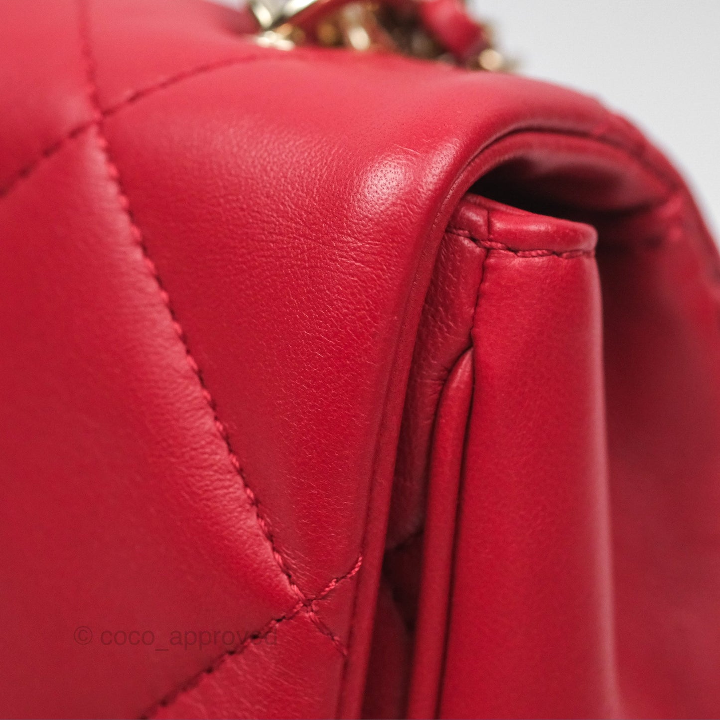Chanel Easy Carry Flap Bag With Handle Red Lambskin Gold Hardware