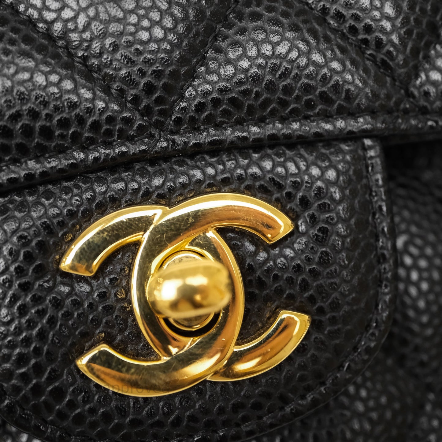Chanel Classic M/L Medium Double Flap Black Caviar Gold Hardware