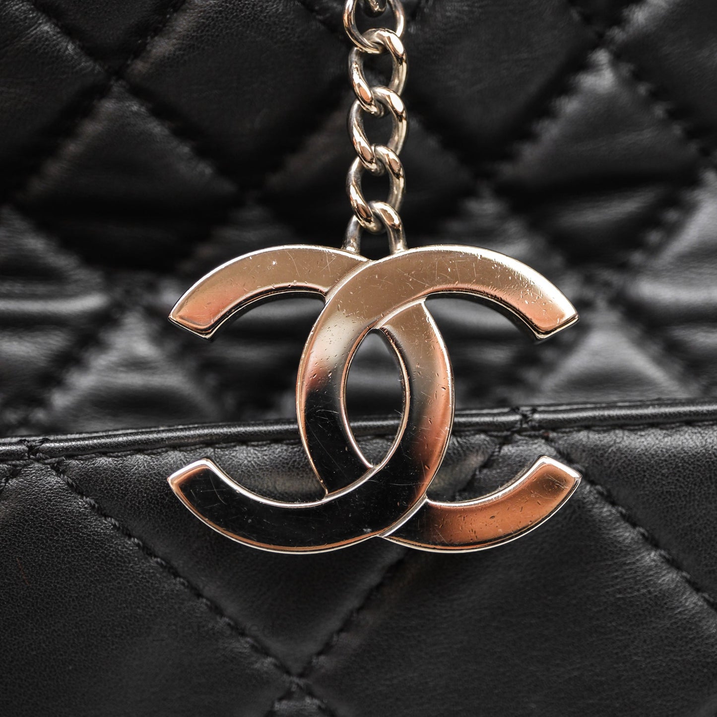 Chanel In The Business Tote Bag Black Calfskin Silver Hardware