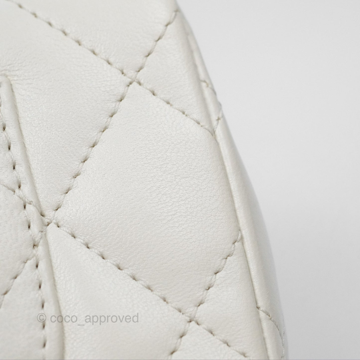 Chanel Top Handle Mini Flap Ivory White Lambskin Gold Hardware
