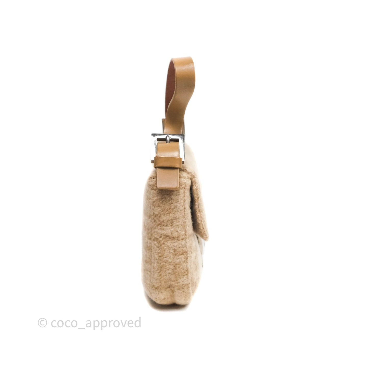 Fendi Vintage Baguette Shoulder Bag Wool Beige