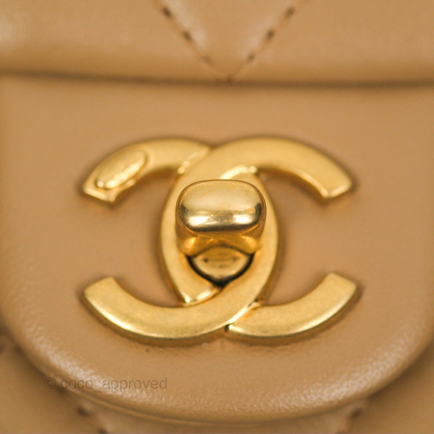 Chanel Mini Flap Bag With Heart CC Charm Dark Beige Lambskin Aged Gold Hardware