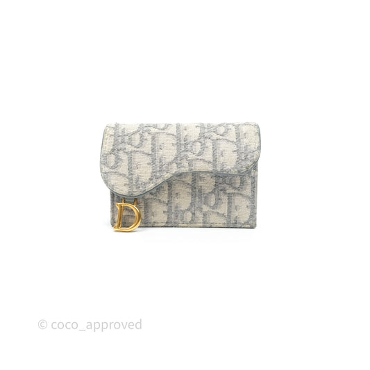 Christian Dior Saddle Bloom Card Holder Gray Dior Oblique Jacquard