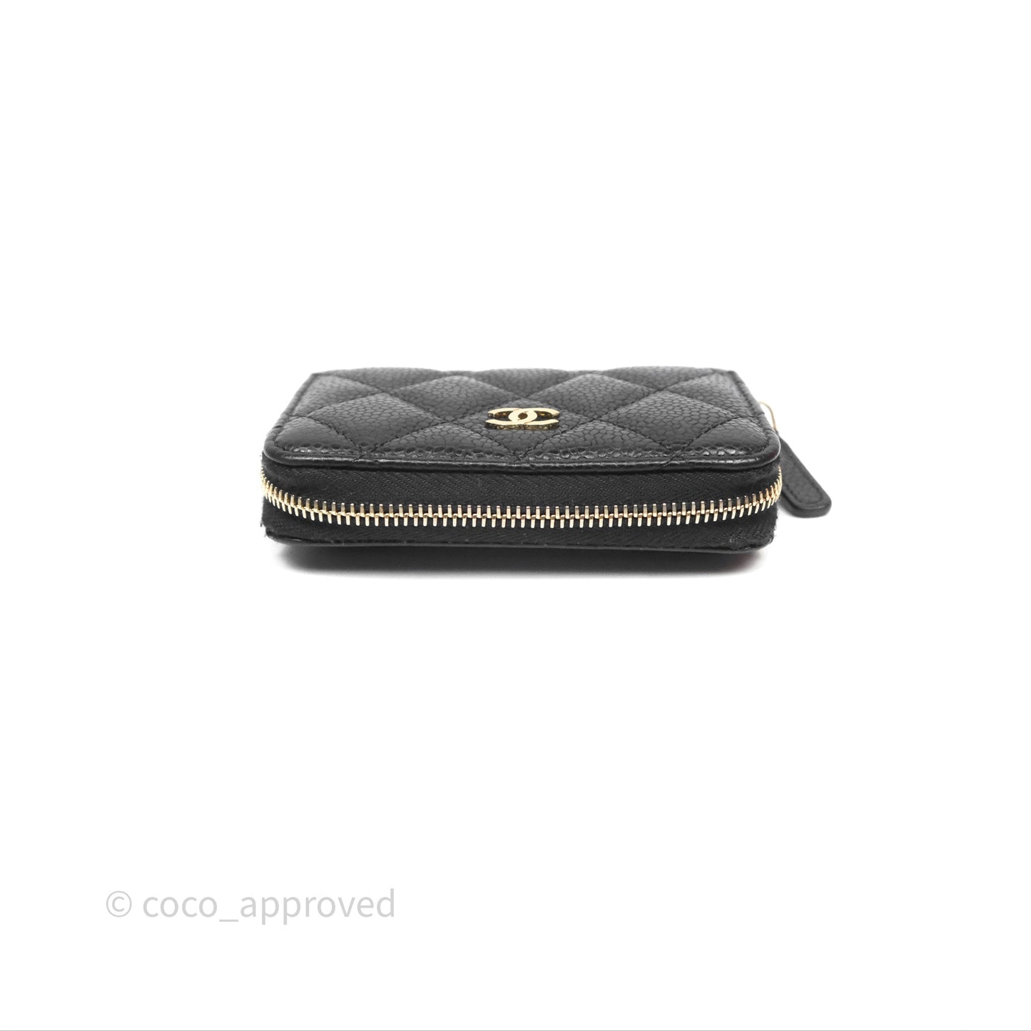 Chanel Classic Zipped Coin Purse Black Caviar Gold Hardware