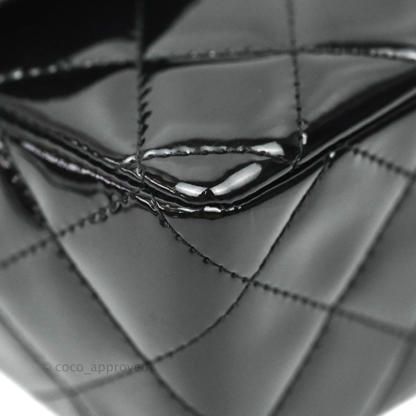 Chanel Quilted Mini Rectangular Black Patent Gold Hardware