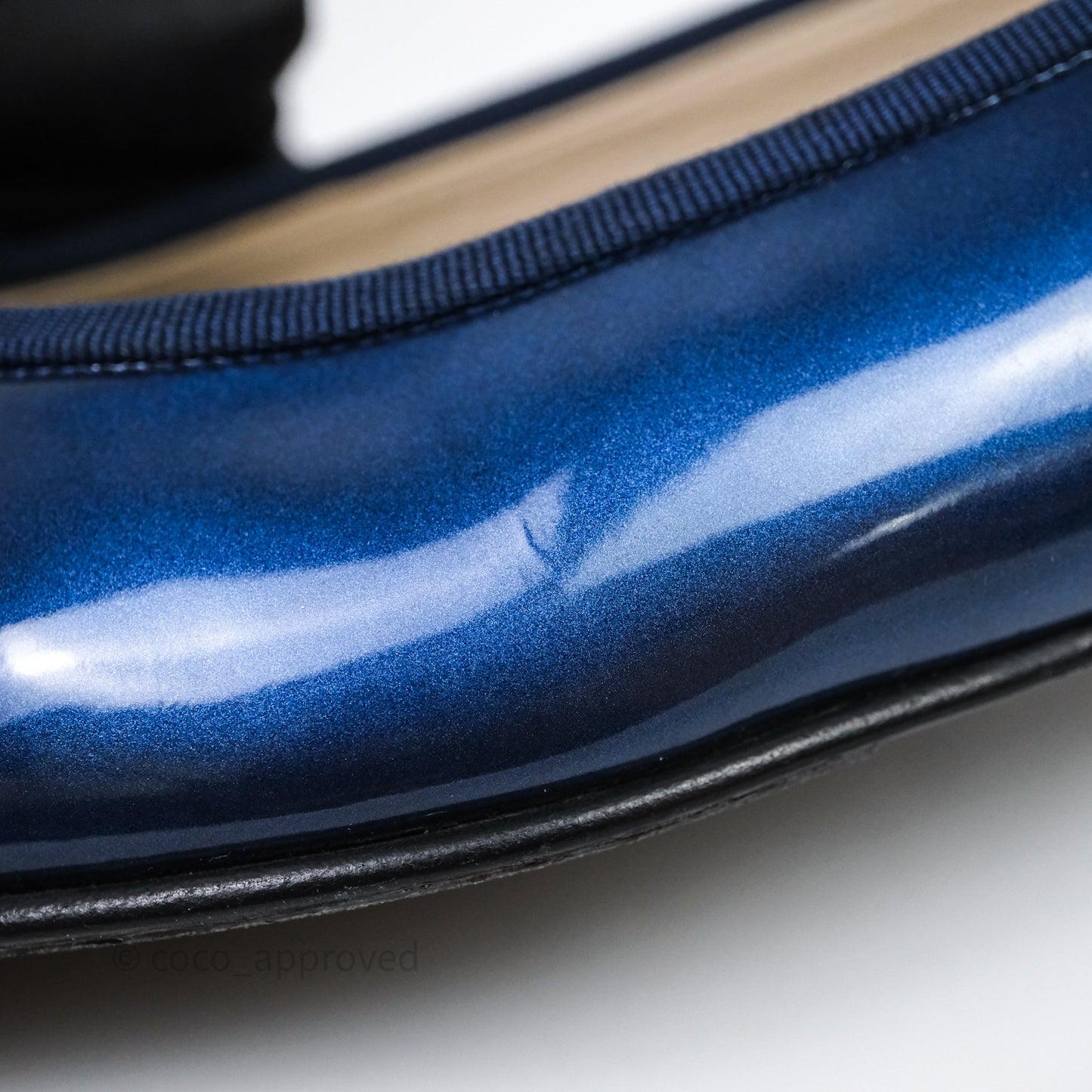 Chanel Ballerina Patent Leather Flats Navy/ Black Size 38.5