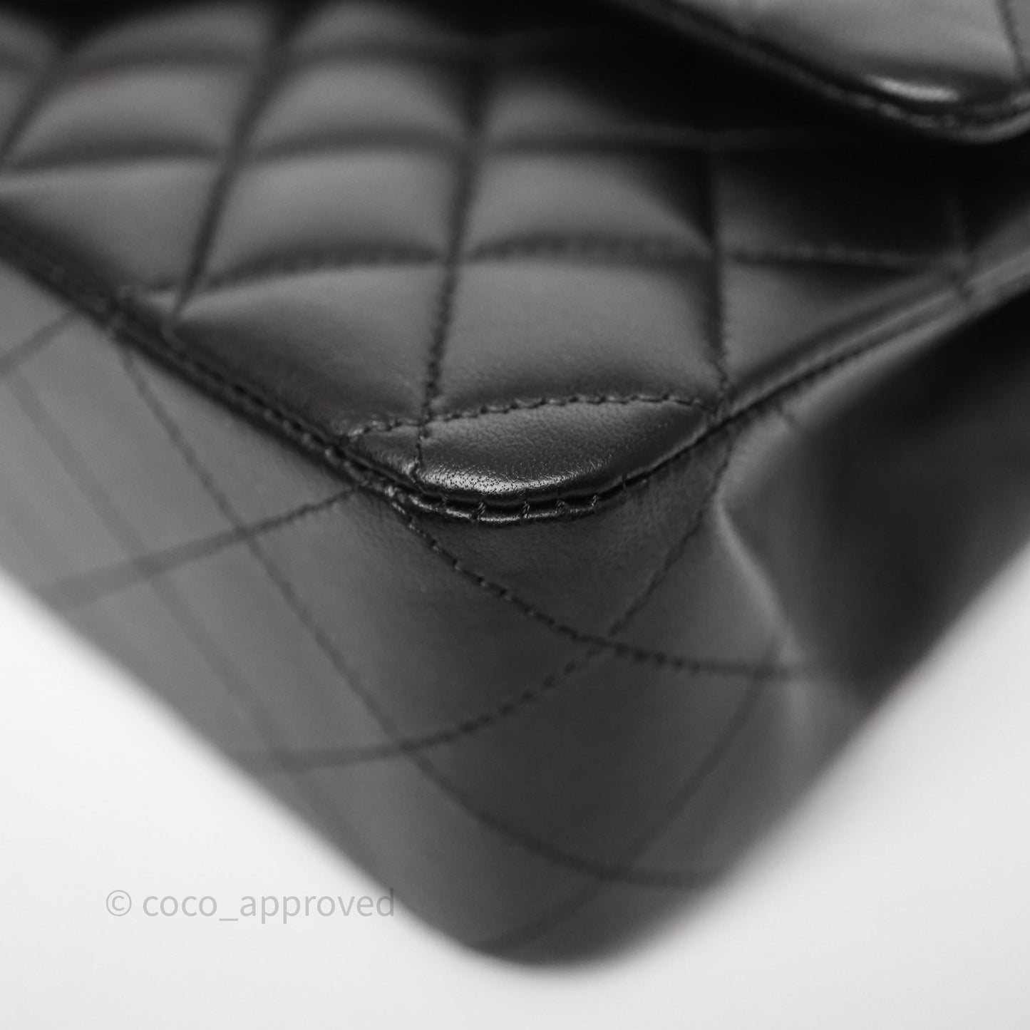 Chanel Classic M/L Medium Flap Quilted Black Lambskin Gold Hardware