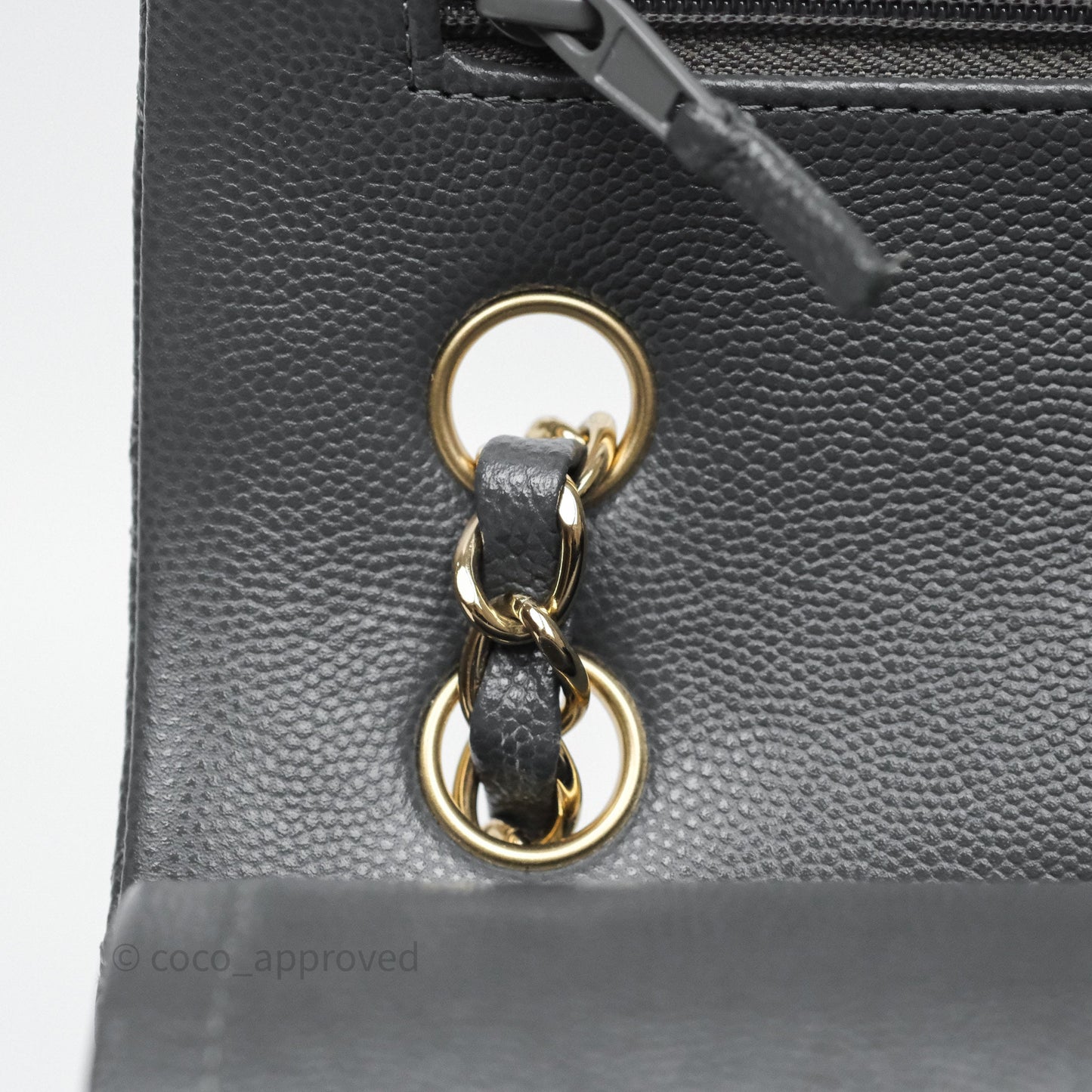 Chanel Small Classic Flap Quilted Dark Grey Caviar Gold Hardware
