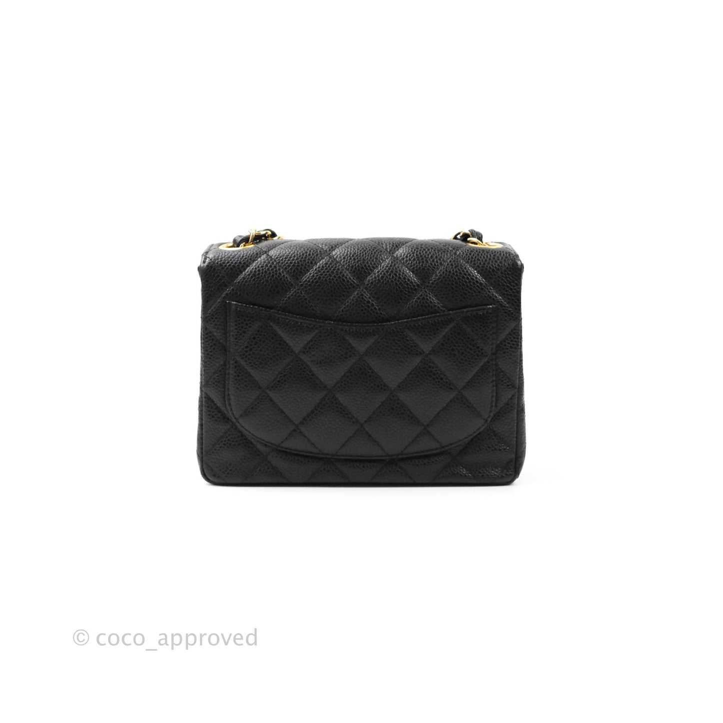 Chanel Quilted Vintage Mini Square Flap Black Caviar 24K Gold Hardware